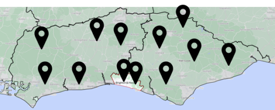 Map showing locations of energy decarbonisation activity